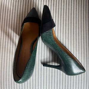 Audrey Brooke green and black heels